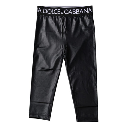 Dolce & Gabbana Black Logo Nylon Cropped Tights Pants Underwear