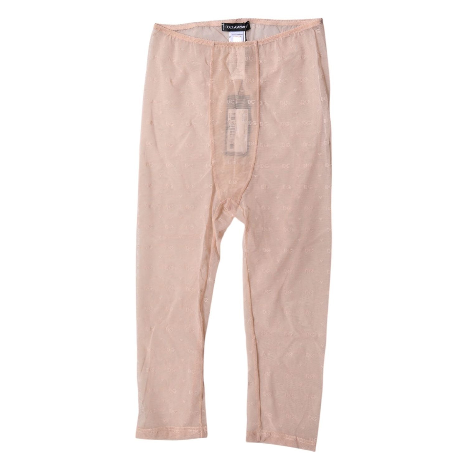 Dolce & Gabbana Beige Logo Lace Lingerie Cropped Tights Underwear