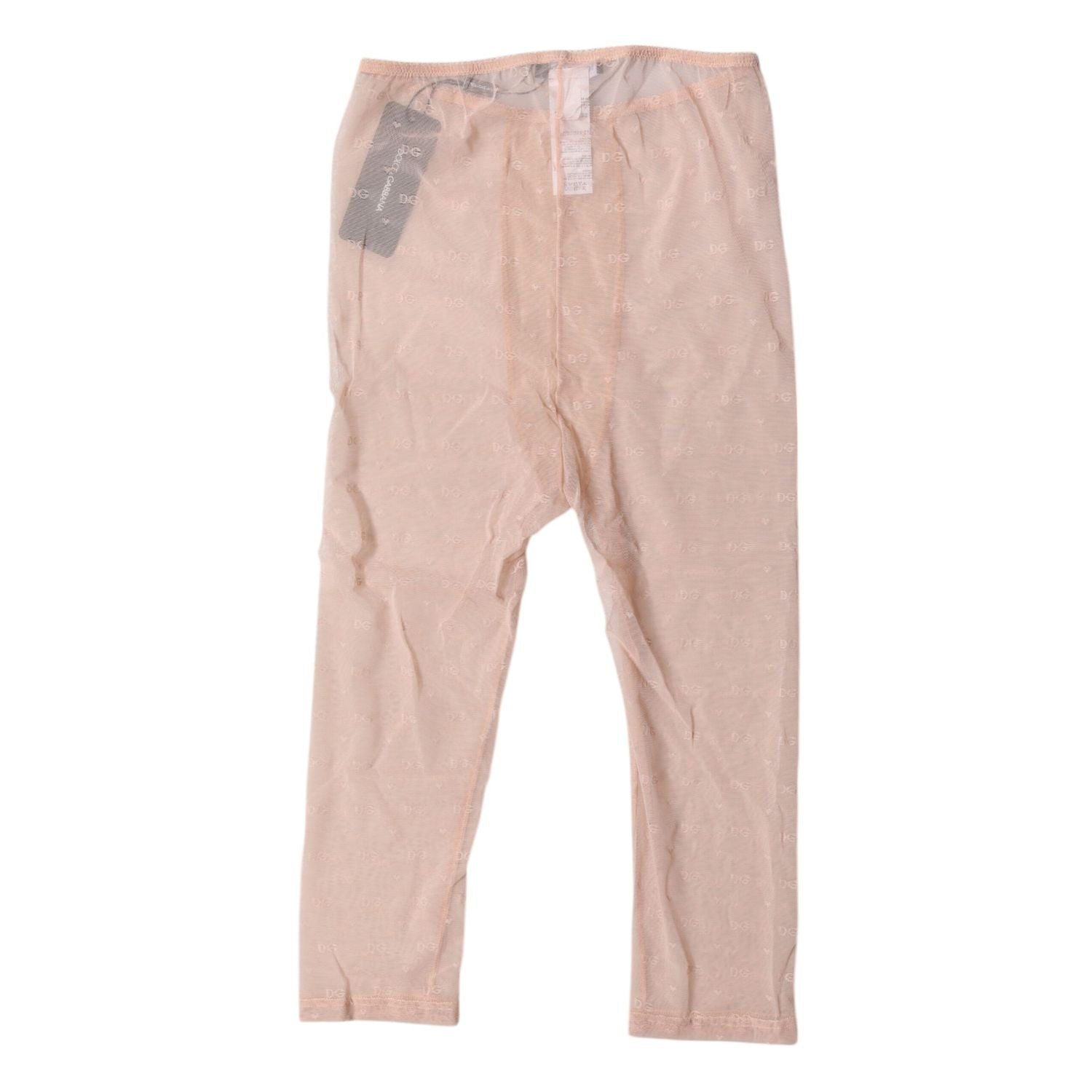 Dolce & Gabbana Beige Logo Lace Lingerie Cropped Tights Underwear