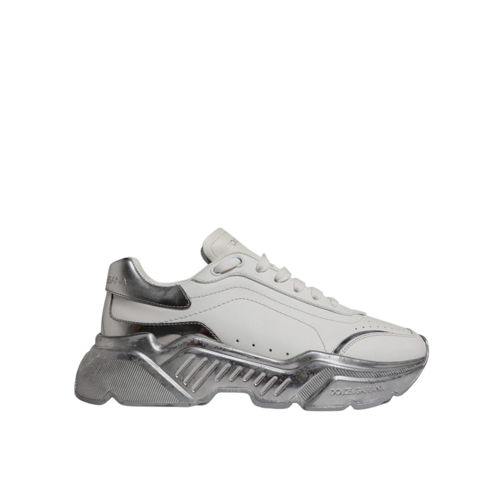 Dolce & Gabbana White Silver Daymaster Low Top Sneaker Shoes