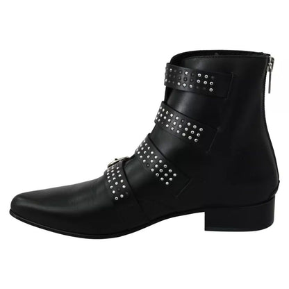 Dondup Black Fashion Buckled Zipper Ankle Boots Shoes