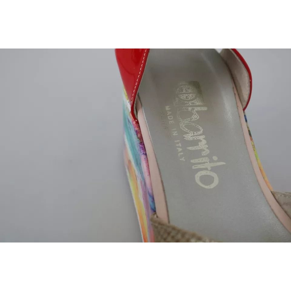 EBARRITO Multicolor Leather Ankle Strap Wedge Heel Sandals Shoes