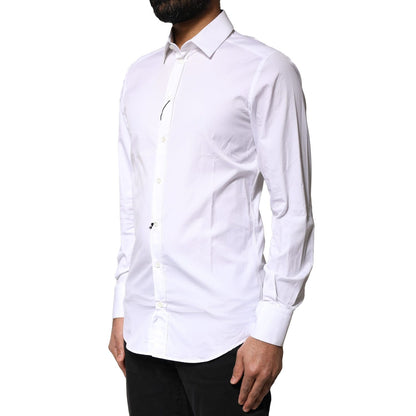 Dolce & Gabbana White GOLD Cotton Long Sleeves Men Dress Shirt