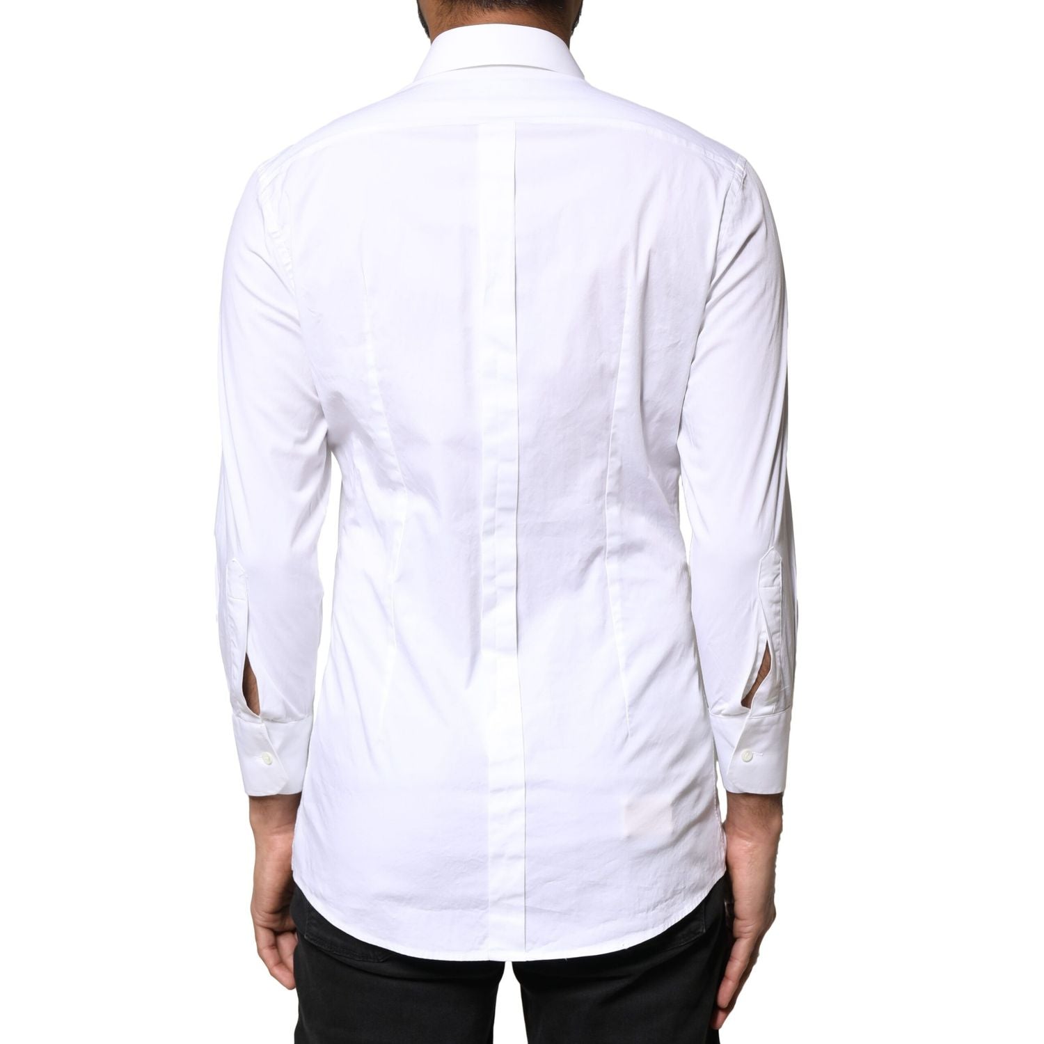 Dolce & Gabbana White GOLD Cotton Long Sleeves Men Dress Shirt