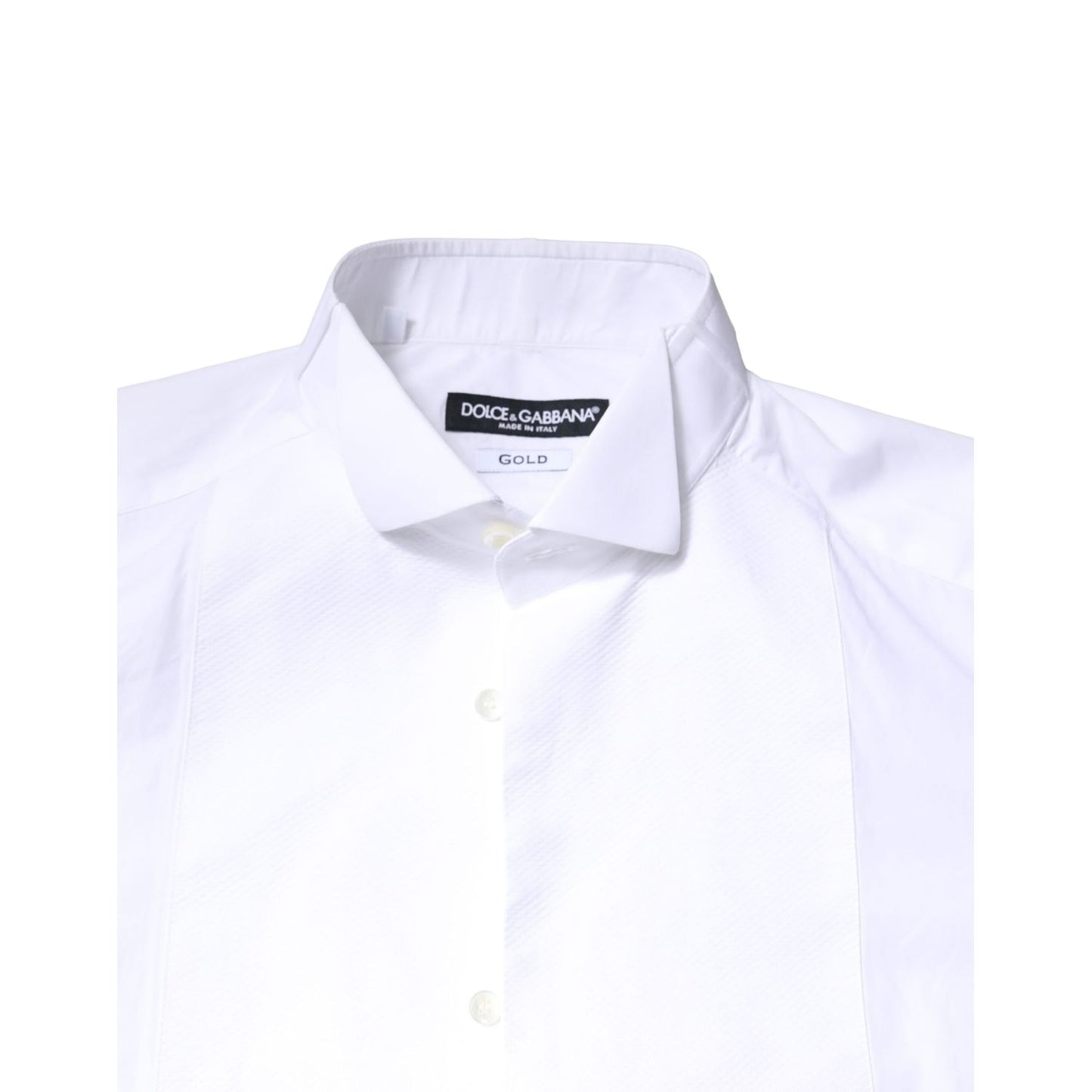 Dolce & Gabbana White GOLD CottonPoplin Bib Formal Dress Shirt