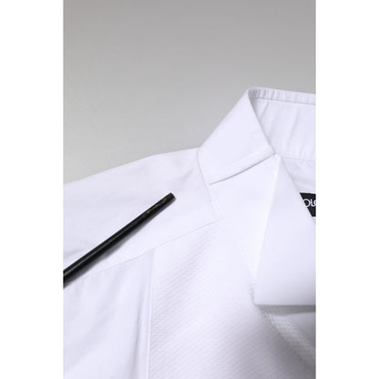 Dolce & Gabbana White GOLD CottonPoplin Bib Formal Dress Shirt