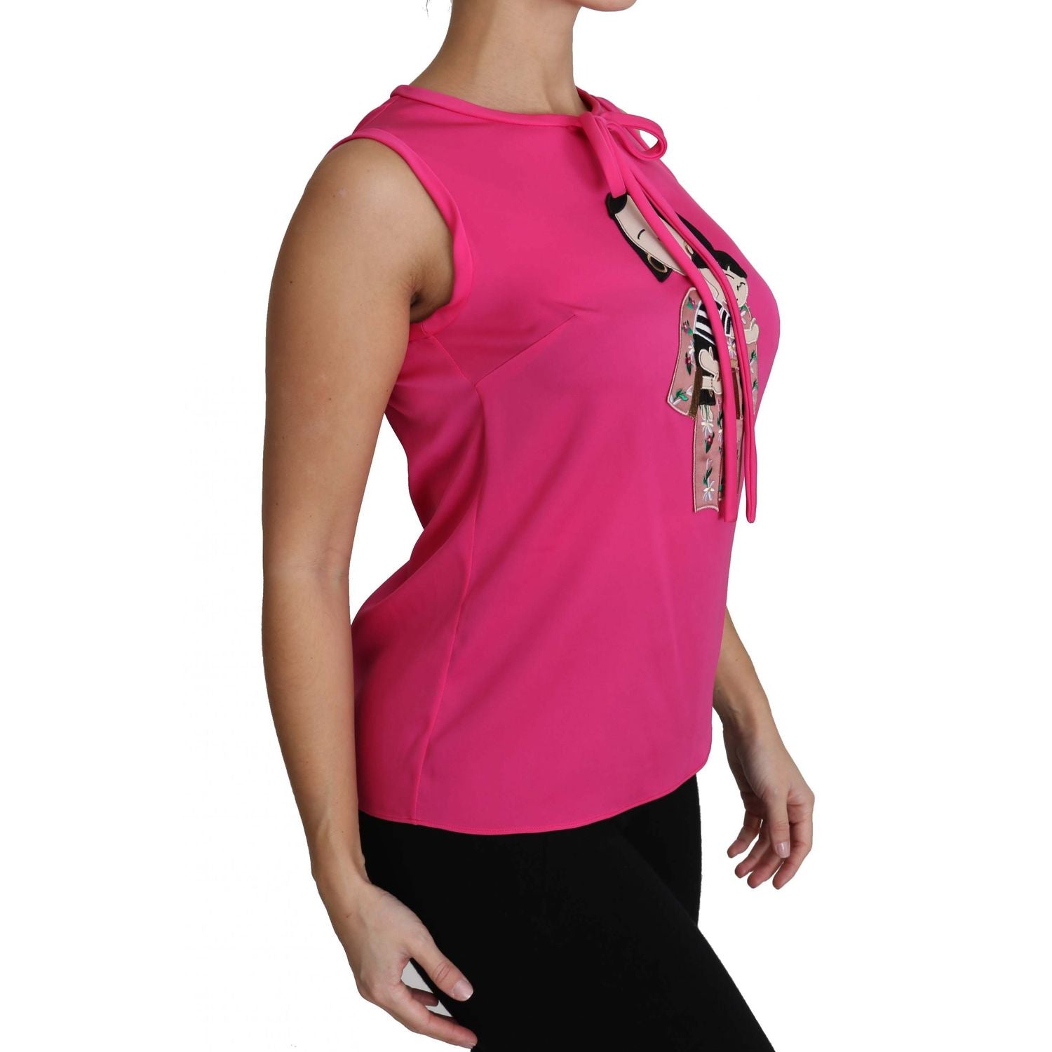 Dolce & Gabbana Pink Family Silk Tank  Mama Blouse Top Shirt