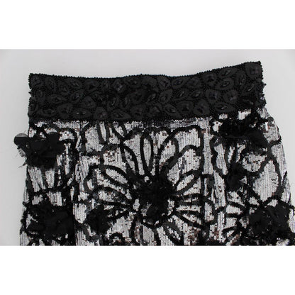 Dolce & Gabbana Black Crystal Sequined Mini Shorts