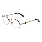 Guess Gold Women Glasses Frame, metal round style, full-rim design with demo lenses, 51-17-140 size.
