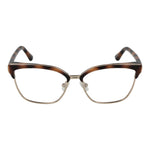 Guess Brown Women Glasses Frame in plastic browline style with full-rim design, 54-15-135 size, featuring spring hinge and demo lenses.