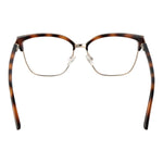 Guess Brown Women Glasses Frame in plastic browline style with full-rim and spring hinge, lens size 54-15-135, includes branded case.
