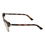 Side view of Guess Brown Women Glasses Frame in plastic material, showcasing full-rim browline style with demo lenses and branded case.