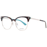Guess Brown Women Glasses Frame with full-rim browline style, metal and plastic material, demo lenses, size 53-17-140.