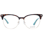 Guess Brown Women Glasses Frame with brown full-rim browline style, metal and plastic, demo lenses, size 53-17-140.