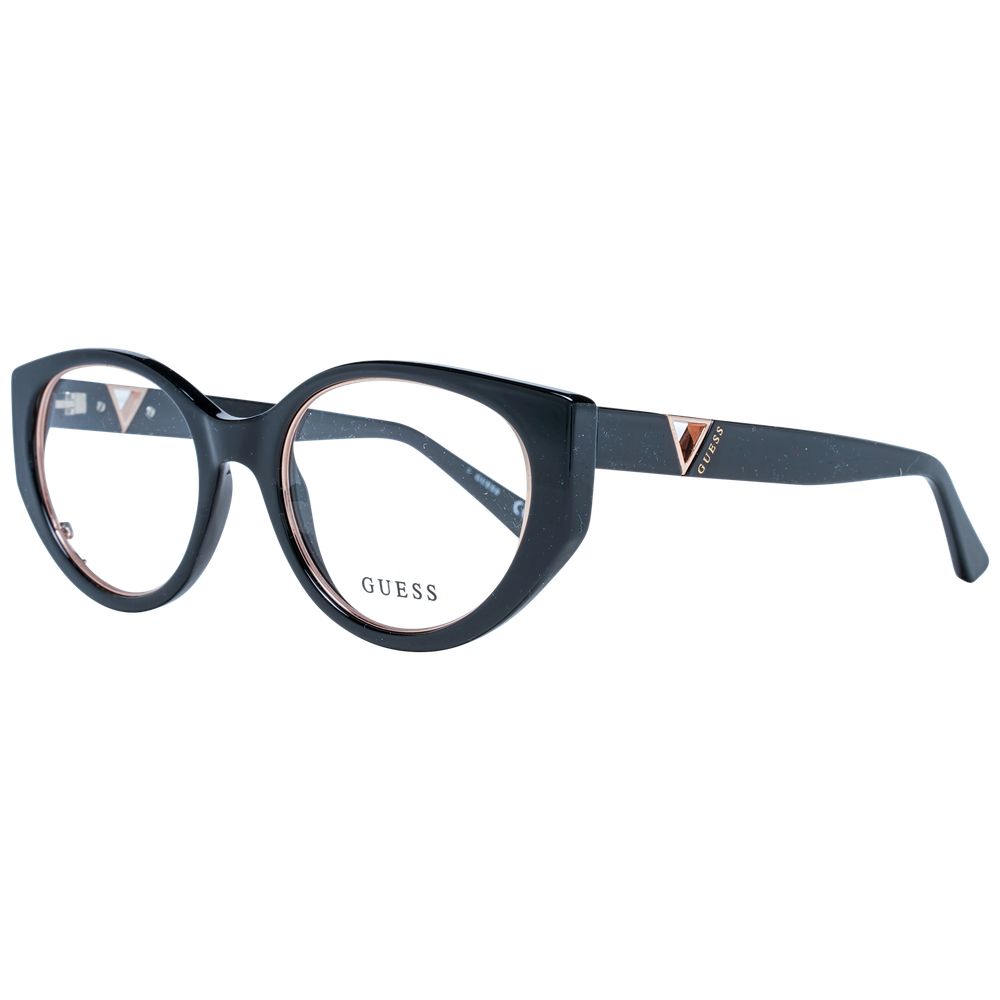 Guess Black Women Glasses Frame in cat eye style with full-rim black plastic frame. Featuring demo lenses and branded case included.