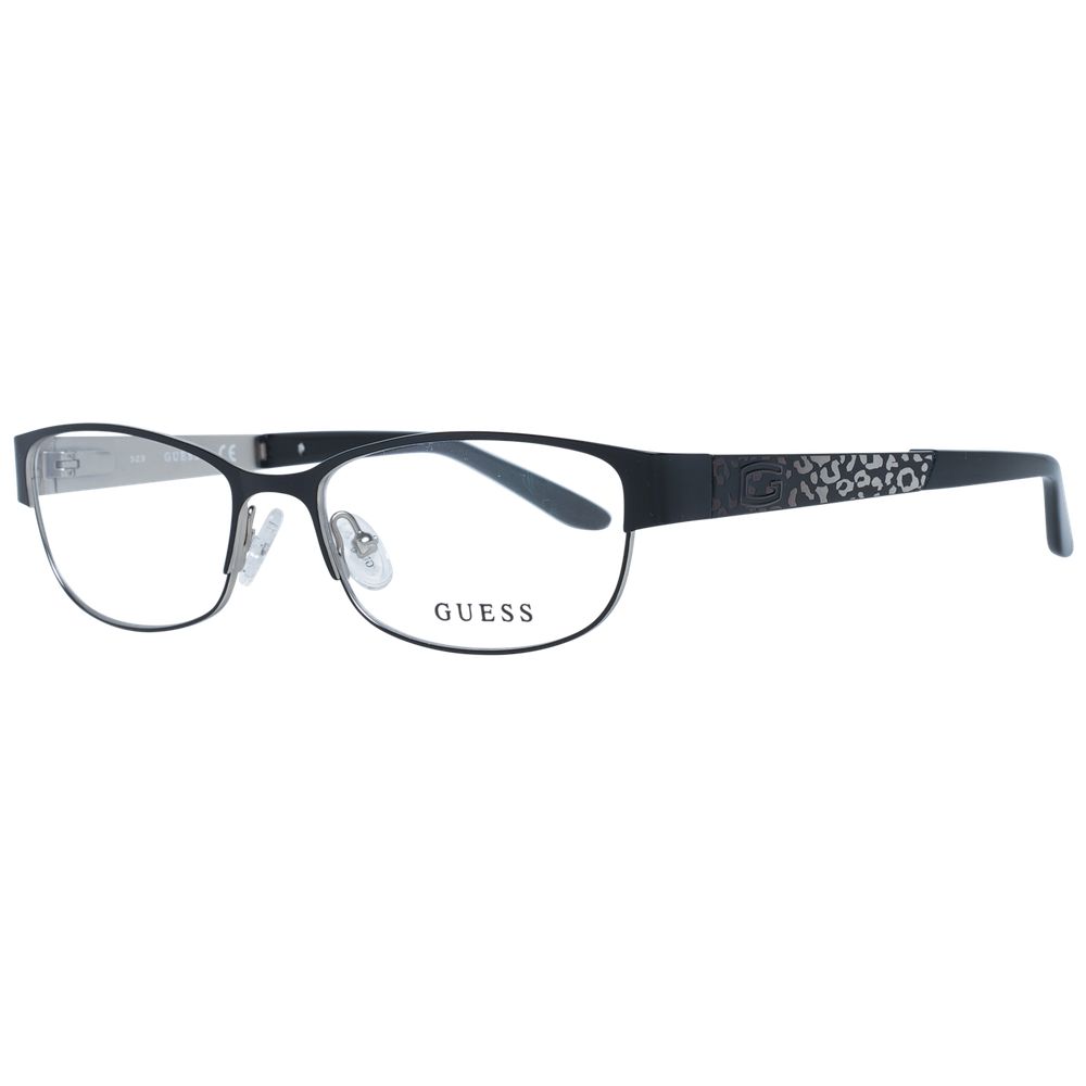 Guess Black Women Glasses Frame, oval metal full-rim with demo lenses, spring hinge, branded case included, style for women