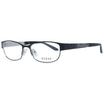 Guess Black Women Glasses Frame, oval metal full-rim with demo lenses, spring hinge, branded case included, style for women