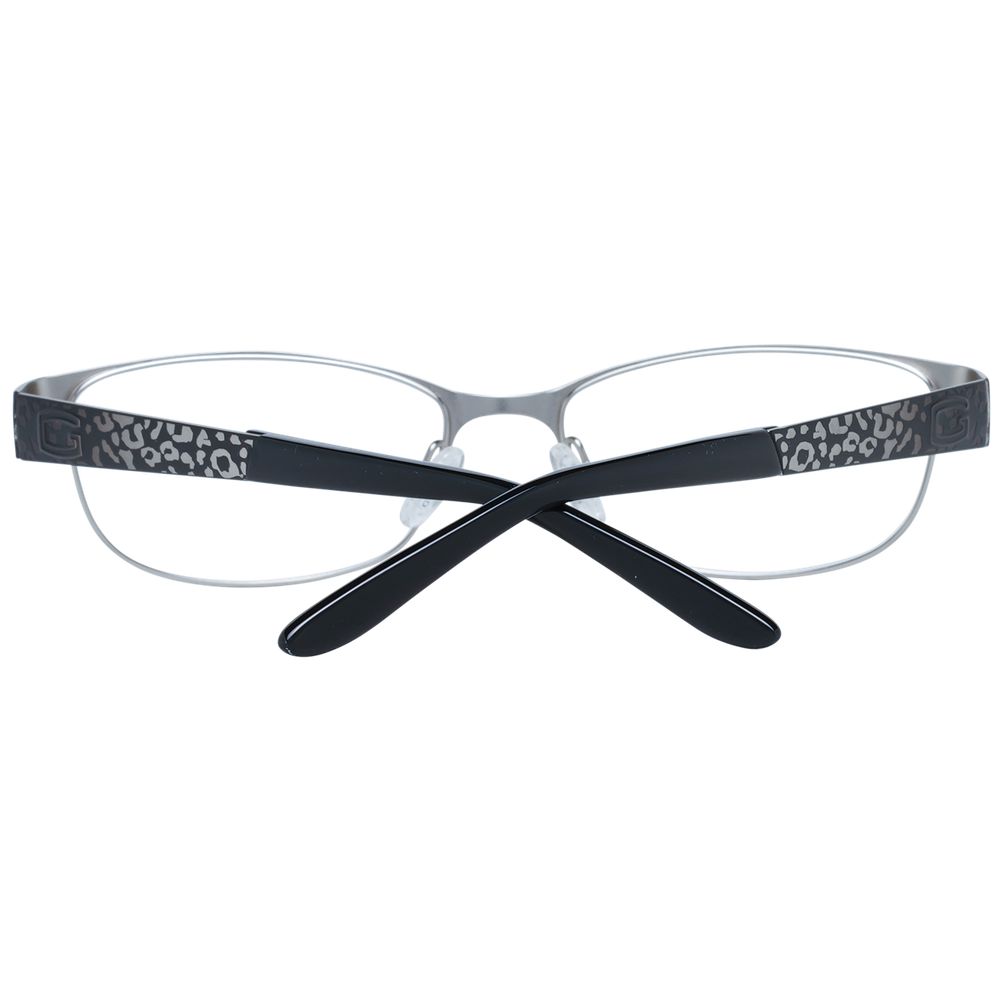 Guess Black Women Glasses Frame, oval metal full-rim with demo lenses and branded case, black color, spring hinge, stylish design.