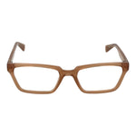 Alt Tag: Guess Beige Women Glasses Frame, full-rim rectangle style with plastic material, demo lenses, and spring hinge in a beige color.