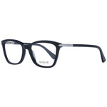 Guess Black Women Glasses Frame, rectangle style, full-rim, black plastic frame with demo lenses, includes branded case, spring hinge included.