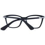 Guess Black Women Glasses Frame in black plastic with full-rim rectangle style, demo lenses and spring hinge. Includes branded case.