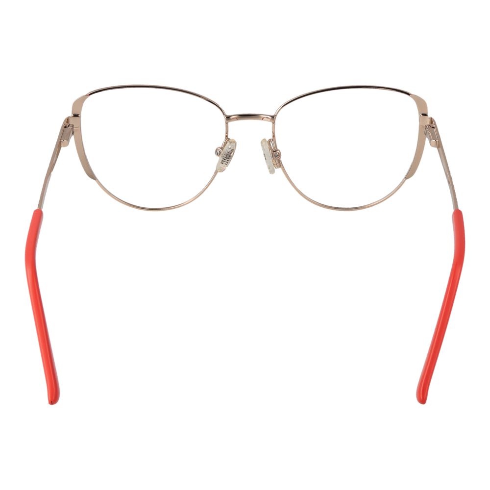 Guess Orange Women Glasses Frame in coral metal, full-rim cat eye style with spring hinge, includes branded case, size 50-16-140.
