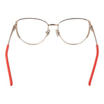 Guess Orange Women Glasses Frame in coral metal, full-rim cat eye style with spring hinge, includes branded case, size 50-16-140.