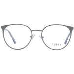 Guess Gray Women Glasses Frame full-rim metal with demo lenses, round style, spring hinge, size 50-18-140.