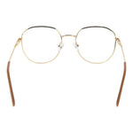 Guess Gold Women Glasses Frame with metal round full-rim design, gold color, and plastic demo lenses.