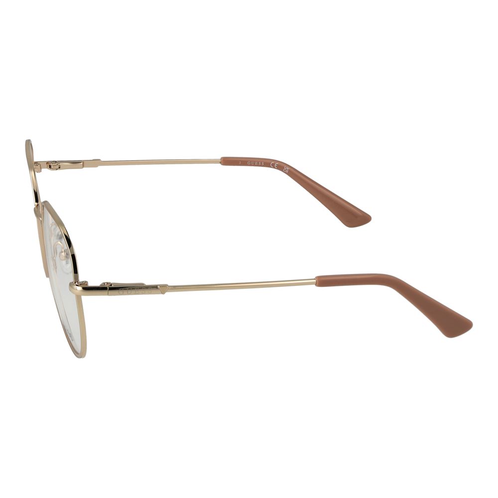 Guess Gold Women Glasses Frame in metal, side view showing full-rim style and spring hinge, size 53-19-140.