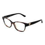 Guess Brown Women Glasses Frame in acetate, square style with full-rim design, brown color, demo plastic lenses, includes branded case.