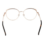 Guess Gold Women Glasses Frame, round metal full-rim with demo lenses, spring hinge, and branded case included, sleek and stylish design.