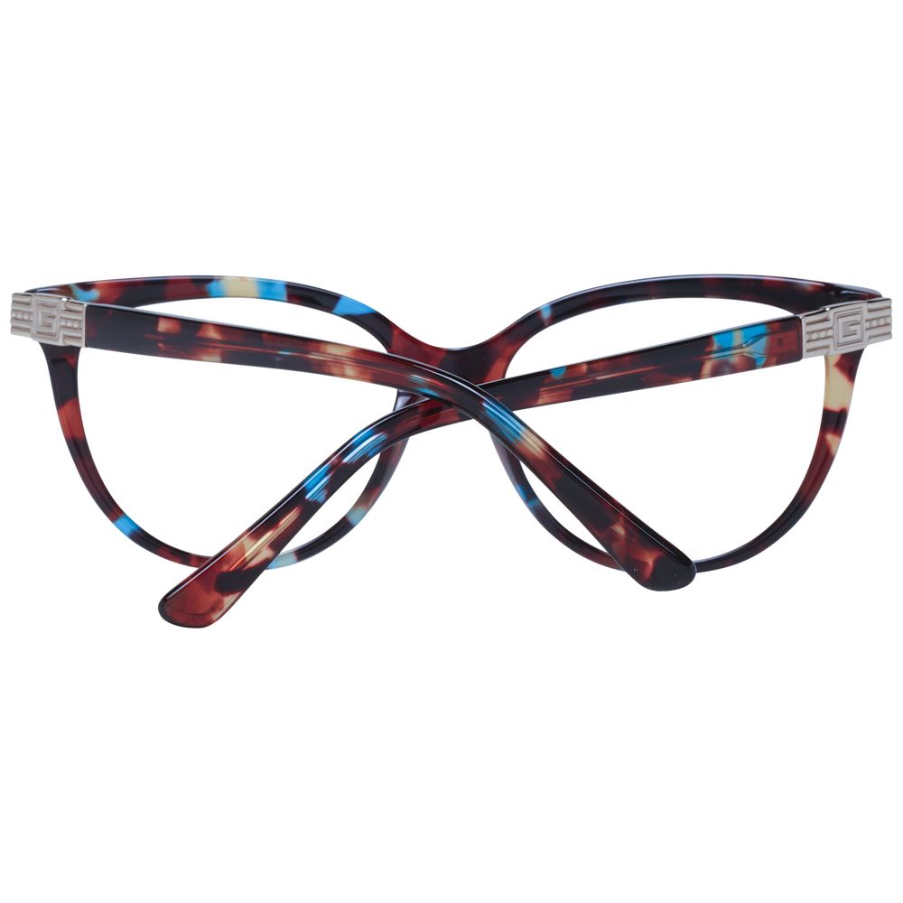 Guess Brown Women Glasses Frame in cat-eye style with acetate material and demo lenses, full-rim, spring hinge, size 54-16-140.