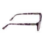 Side view of Guess Purple Women Glasses Frame with acetate full-rim and spring hinge.
