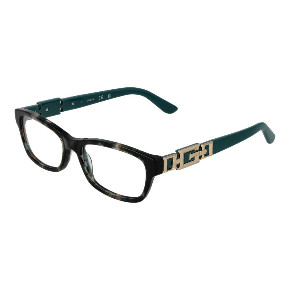 Guess Black Women Glasses Frame, full-rim acetate, black color, rectangle style with demo lenses and branded case, size 51-16-145
