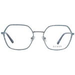 Guess Silver Women Glasses Frame, metal full-rim square style with demo lenses and branded case, spring hinge, temples length 140mm.