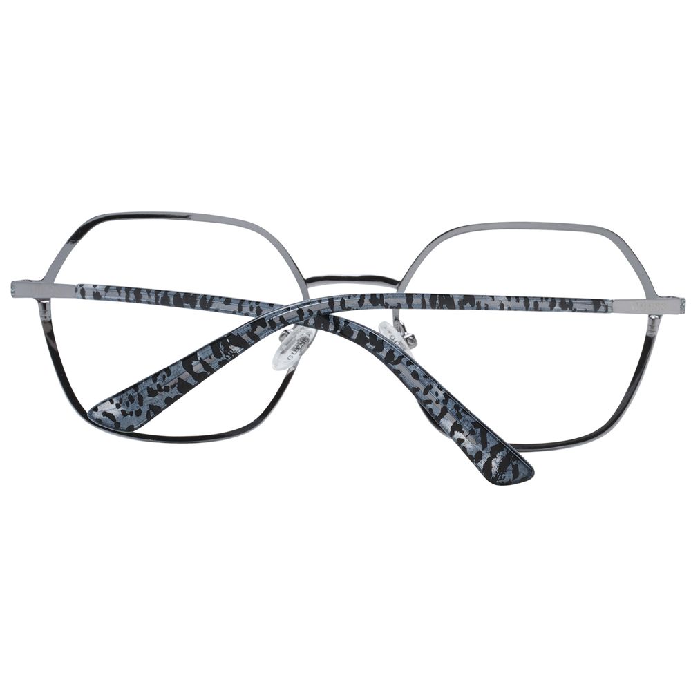 Back view of Guess Silver Women Glasses Frame with metallic full-rim square design.