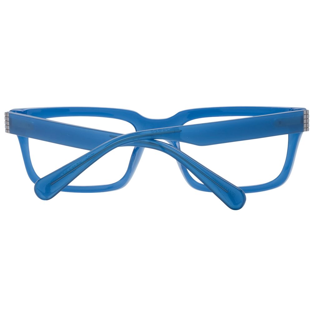 Guess Blue Unisex Glasses Frame in blue full-rim rectangle style with spring hinge and plastic material.
