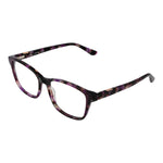 Guess Purple Women Glasses Frame with full-rim rectangle style, purple plastic frame, demo lenses, size 58-16-140.