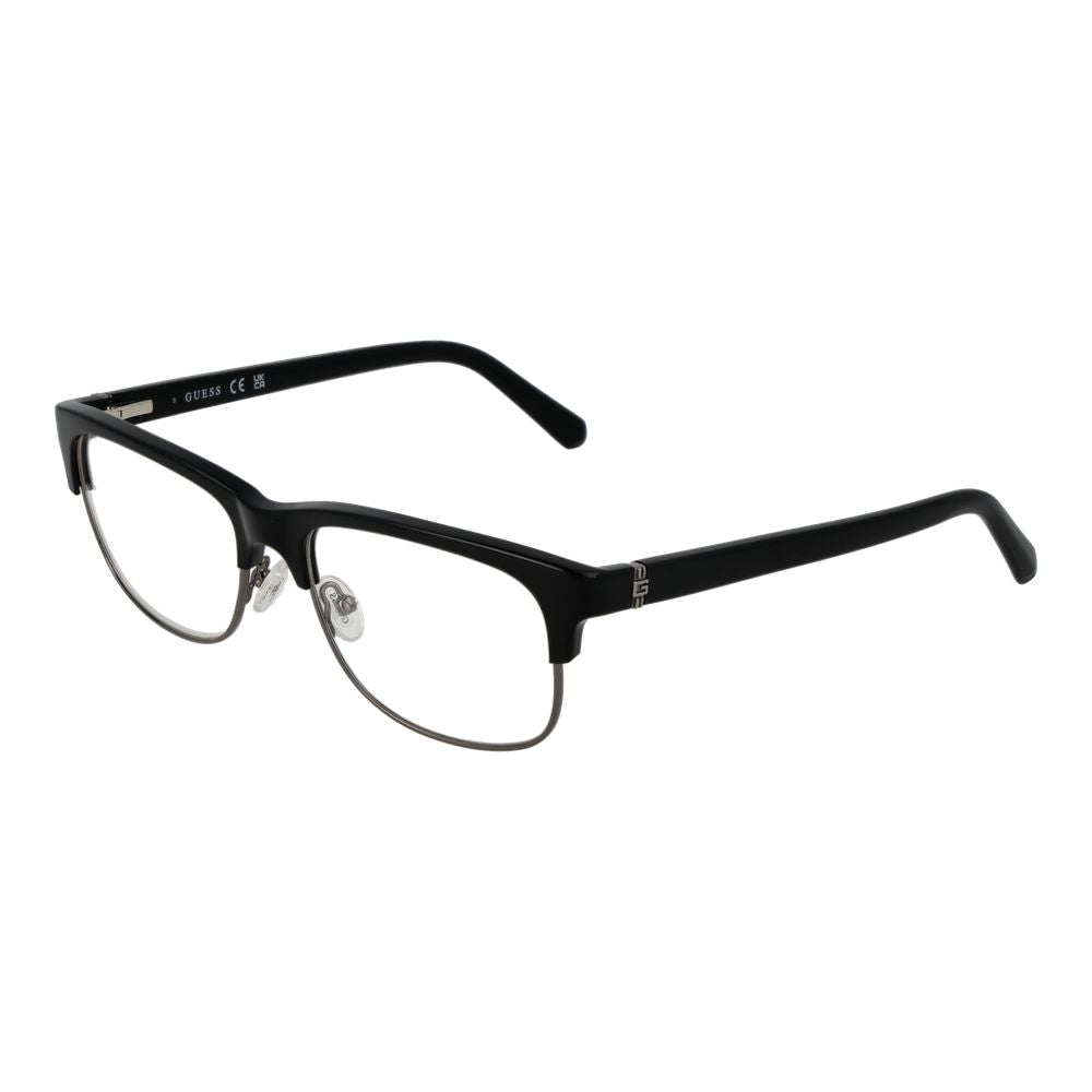 Guess Black Women Glasses Frame, full-rim black browline style, metal and plastic material, includes branded case, lenses width 55mm.
