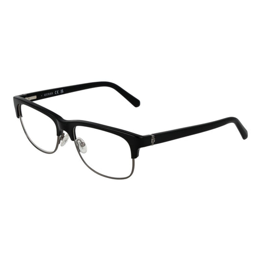 Guess Black Women Glasses Frame, full-rim black browline style, metal and plastic material, includes branded case, lenses width 55mm.