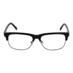 Guess Black Women Glasses Frame with full-rim black browline, metal and plastic design, demo lenses, size 55-17-145, spring hinge included.