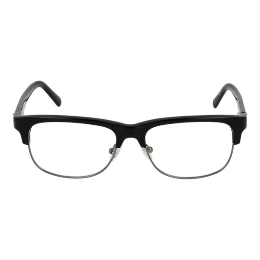 Guess Black Women Glasses Frame with full-rim black browline, metal and plastic design, demo lenses, size 55-17-145, spring hinge included.