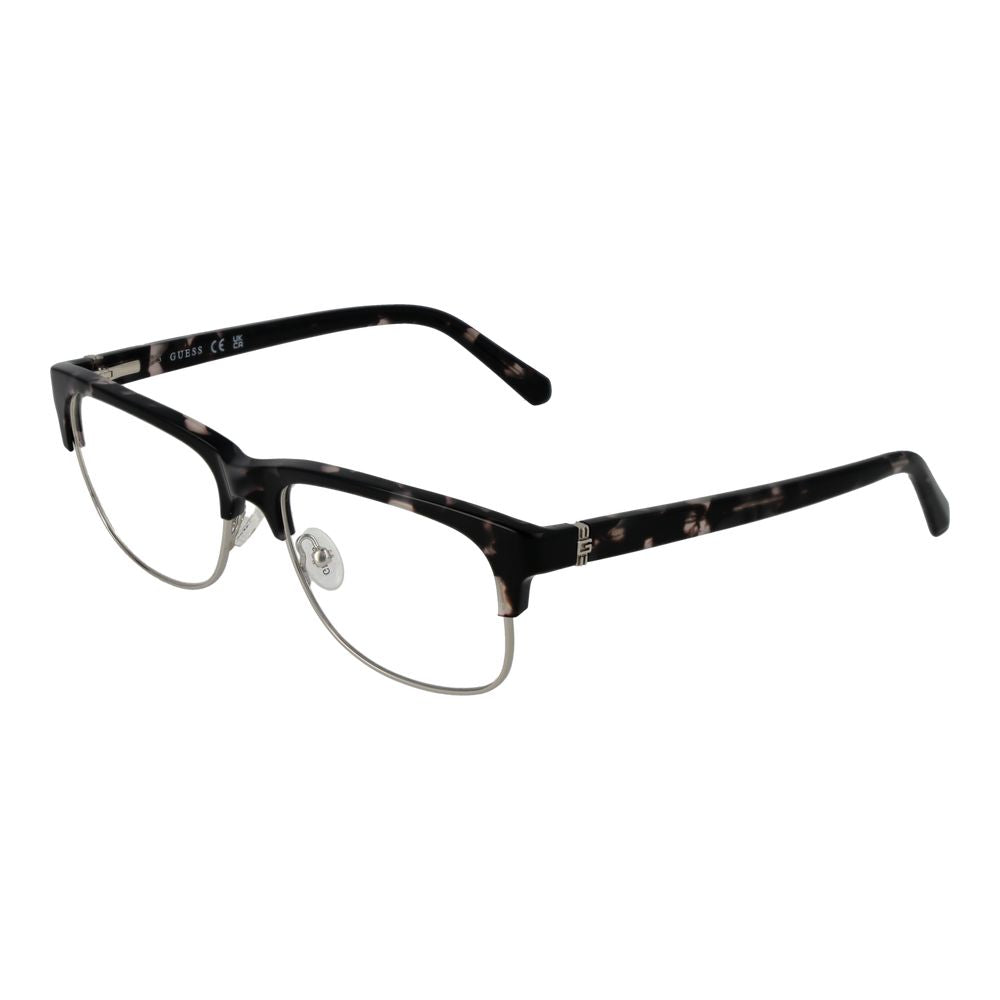 Guess Gray Women Glasses Frame, full-rim browline design with a gray color, metal and plastic material, includes branded case.