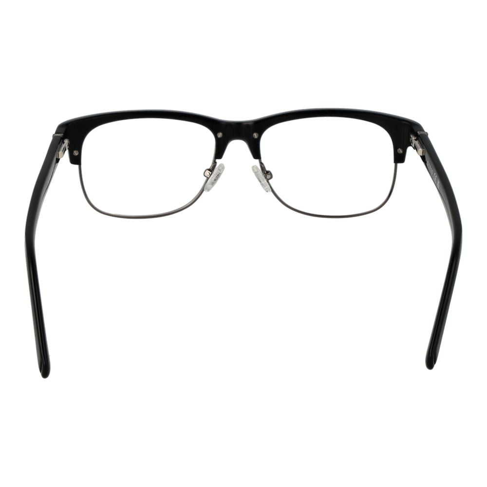 Guess Black Women Glasses Frame, full-rim 55-17-145 size with browline metal and plastic construction, includes branded case.