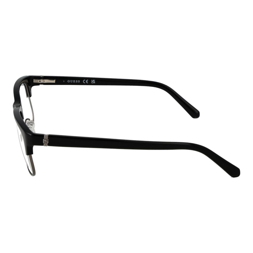 Side view of Guess Black Women Glasses Frame with black full-rim browline style and spring hinge, perfect for stylish everyday wear.