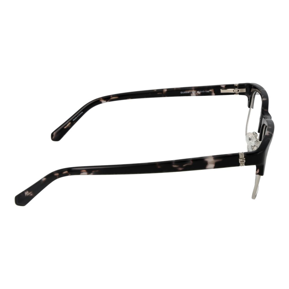 Side view of Guess Gray Women Glasses Frame, browline style, grey full-rim with metal & plastic material, temple length 145.