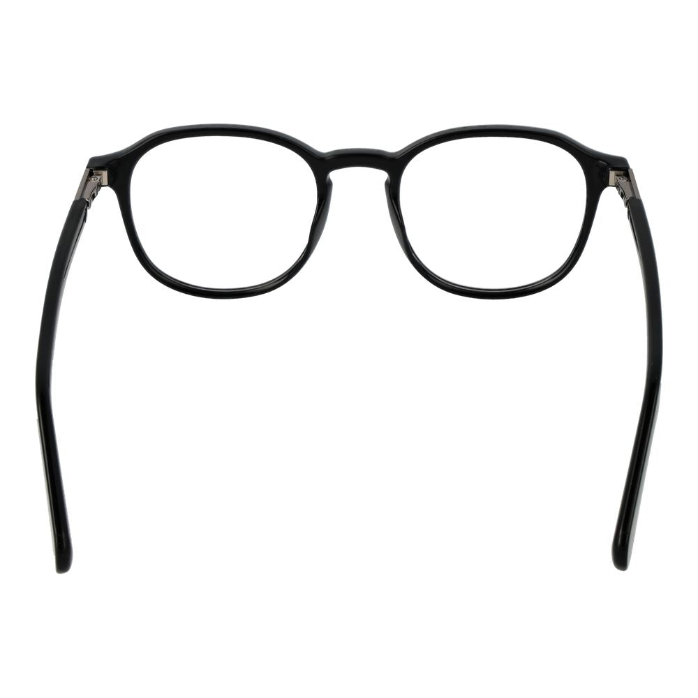 Guess Black Women Glasses Frame full-rim round style with demo lenses, black plastic material, spring hinge, includes branded case.