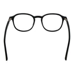 Guess Black Women Glasses Frame full-rim round style with demo lenses, black plastic material, spring hinge, includes branded case.