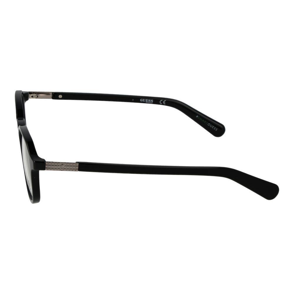 Side view of Guess Black Women Glasses Frame with full-rim black design and plastic material for women.